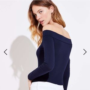 NWT LOFT Navy Blue Off the Shoulder Bodysuit